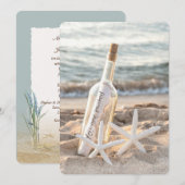 Starfish Message in a Bottle Wedding Kaart (Voorkant / Achterkant)