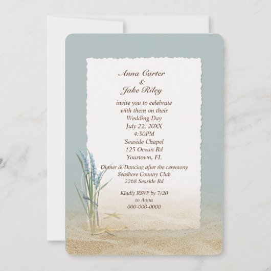 Starfish Message in a Bottle Wedding Kaart (Achterkant)