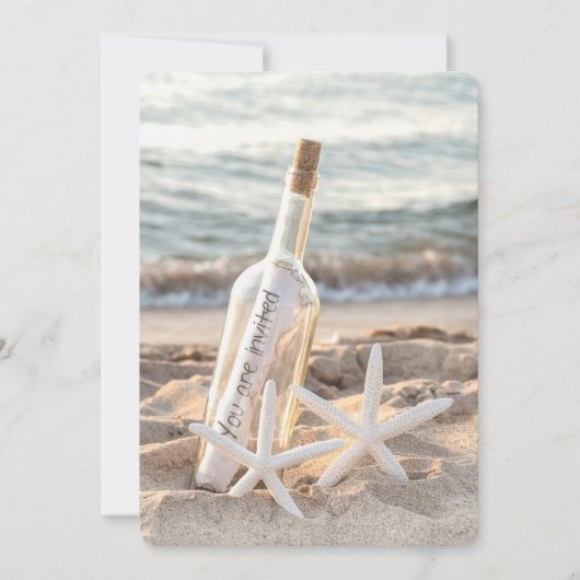 Starfish Message in a Bottle Wedding Kaart (Voorkant)