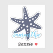 StarFish Middenblauw Naam Sticker (Vel)