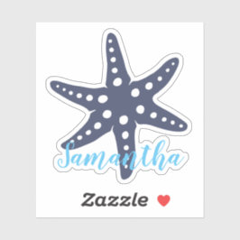 StarFish Middenblauw Naam Sticker
