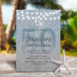 Starfish Modern Dusty Blue Glitter 50th Birthday Kaart<br><div class="desc">Starfish Modern Dusty Blue Glitter 50th Birthday Party Invitations.</div>