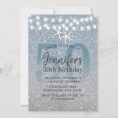 Starfish Modern Dusty Blue Glitter 50th Birthday Kaart (Voorkant)