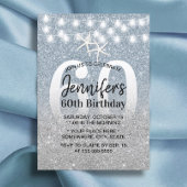 Starfish Modern Dusty Blue Glitter 60th Birthday Kaart