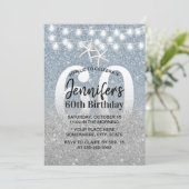 Starfish Modern Dusty Blue Glitter 60th Birthday Kaart (Staand voorkant)