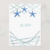 Starfish & Modern Line Elegant Beach Wedding RSVP Uitnodiging Briefkaart (Voorkant)