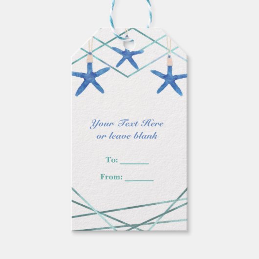 Starfish & Moderne lijnen Elegant Beach Custom Fav Cadeaulabel (Voorkant)