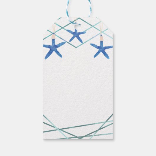 Starfish & Moderne lijnen Elegant Beach Custom Fav Cadeaulabel (Achterkant)