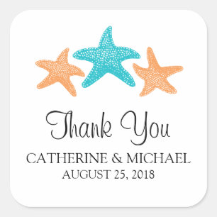 Starfish Monogram bruiloft Vierkante Sticker