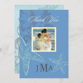 Starfish, Monogram Dank je kaarten, Flat Bedankkaart (Voorkant / Achterkant)