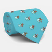 Starfish n Ornament Aqua Blue Christmas Tie Stropdas (Opgerold)