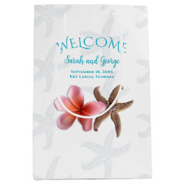 Starfish n Plumeria Destination Wedding Welcome Medium Cadeauzakje
