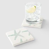 Starfish Nautical Beach Blauwgroen Seafoam Green B Stenen Onderzetter (Zijkant)