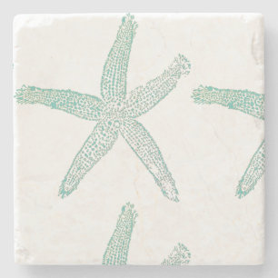Starfish Nautical Beach Blauwgroen Seafoam Green B Stenen Onderzetter