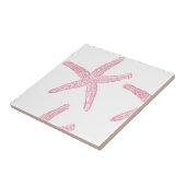 Starfish Nautical Beach Coral Pink White Girly Tegeltje (Zijkant)