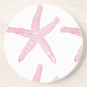 Starfish Nautical Beach Coral Pink White Girly Zandsteen Onderzetter