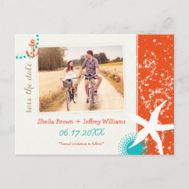 Starfish Nautical Wedding Photo Save the Date Aankondigingskaart