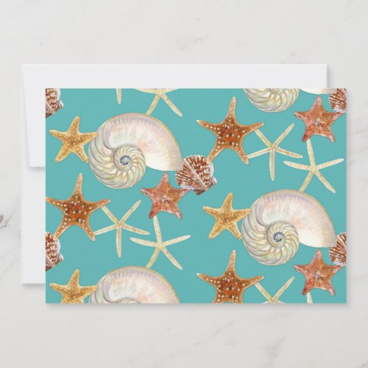 Starfish Nautilus Scallop Zee Shell Modern Patroon Kaart (Achterkant)