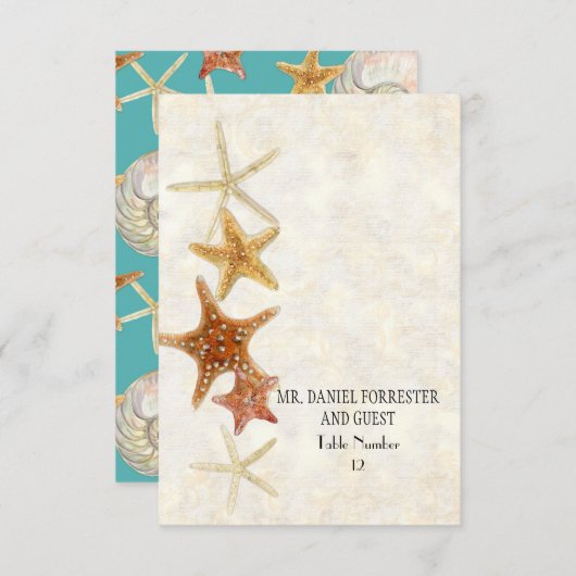 Starfish Nautilus Scallop Zee Shell Modern Patroon Kaart (Voorkant / Achterkant)