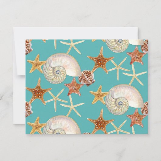Starfish Nautilus Scallop Zee Shell Modern Patroon Kaart (Achterkant)
