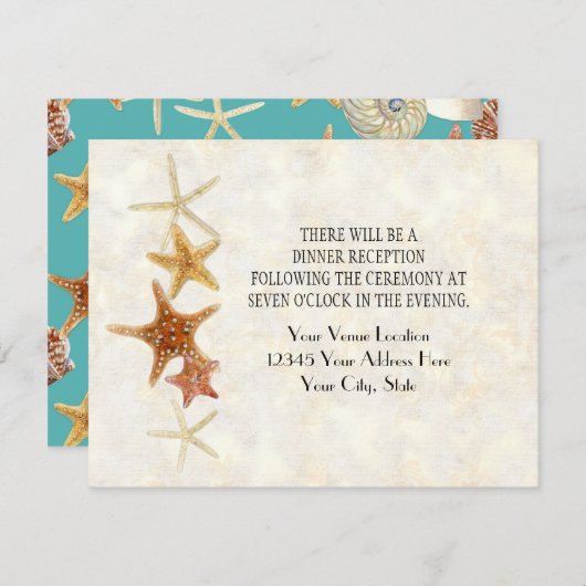 Starfish Nautilus Scallop Zee Shell Modern Patroon Kaart (Voorkant / Achterkant)
