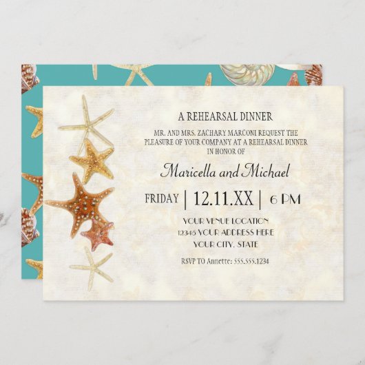 Starfish Nautilus Scallop Zee Shell Modern Patroon Kaart (Voorkant / Achterkant)