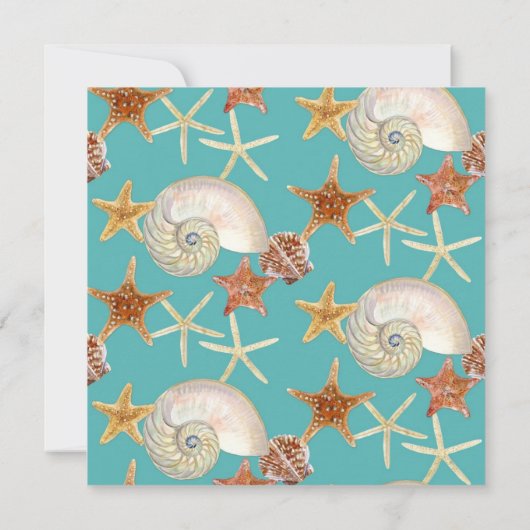 Starfish Nautilus Scallop Zee Shell Modern Patroon Kaart (Achterkant)