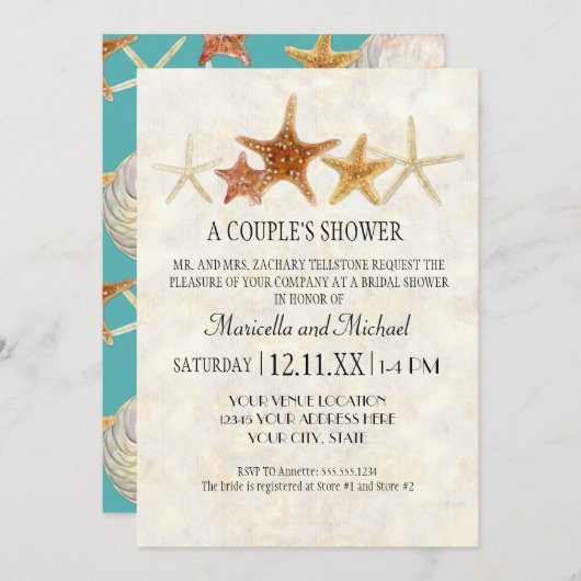 Starfish Nautilus Scallop Zee Shell Modern Patroon Kaart (Voorkant / Achterkant)