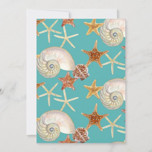 Starfish Nautilus Scallop Zee Shell Modern Patroon Kaart (Achterkant)