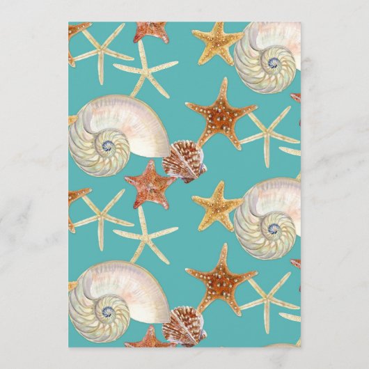 Starfish Nautilus Scallop Zee Shell Modern Patroon Menu (Achterkant)