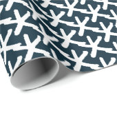 Starfish navy blue and white patroon modern gift cadeaupapier (Rol Hoek)