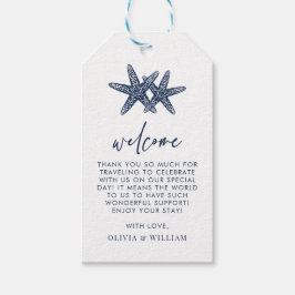 Starfish Navy Blue Beach Bruiloft Welkom Cadeaulabel