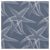 Starfish Navy Blue Beach Fabric Stof (Close Up)