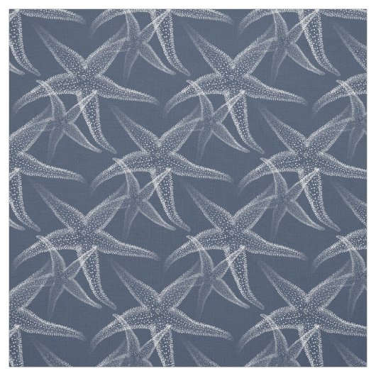 Starfish Navy Blue Beach Fabric Stof (Swatch)