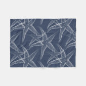 Starfish Navy Blue Beach Fleece Blanket (Voorkant (Horizontaal))