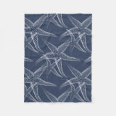 Starfish Navy Blue Beach Fleece Blanket (Voorkant)