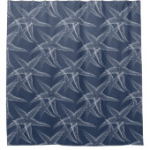Starfish Navy Blue Beach Shower Curtain Douchegordijn (Voorkant)
