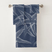 Starfish Navy Blue Beach Towel set Bad Handdoek (Insitu)