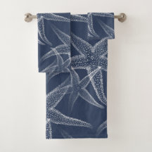 Starfish Navy Blue Beach Towel set