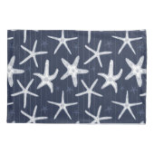 Starfish Navy Blue en White Patterned Coastal Kussensloop (Achterkant-Links)
