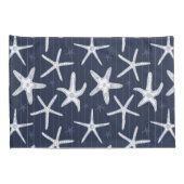 Starfish Navy Blue en White Patterned Coastal Kussensloop (Achterkant-Rechts)