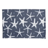 Starfish Navy Blue en White Patterned Coastal Kussensloop (Voorkant-Links)