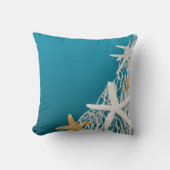 Starfish Netting Beach Wedding | azuurblauw Kussen (Voorkant)