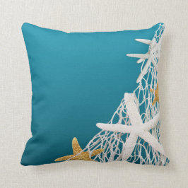 Starfish Netting Beach Wedding | azuurblauw Kussen