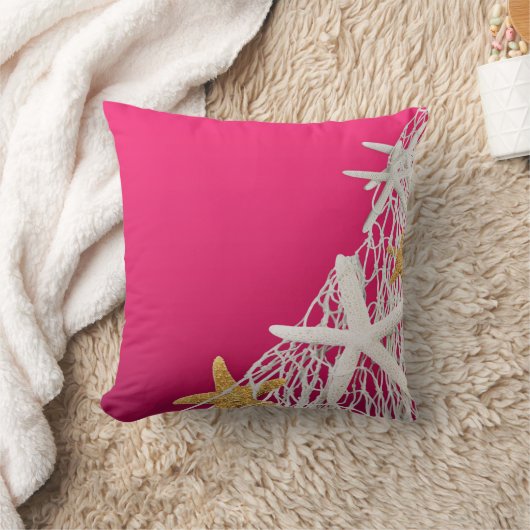 Starfish Netting Beach Wedding | fuschia Kussen (Deken)