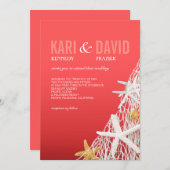 Starfish Netting Beach Wedding | koraal Kaart (Voorkant / Achterkant)
