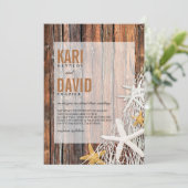 Starfish Netting Beach Wood Wedding | bruin Kaart (Staand voorkant)