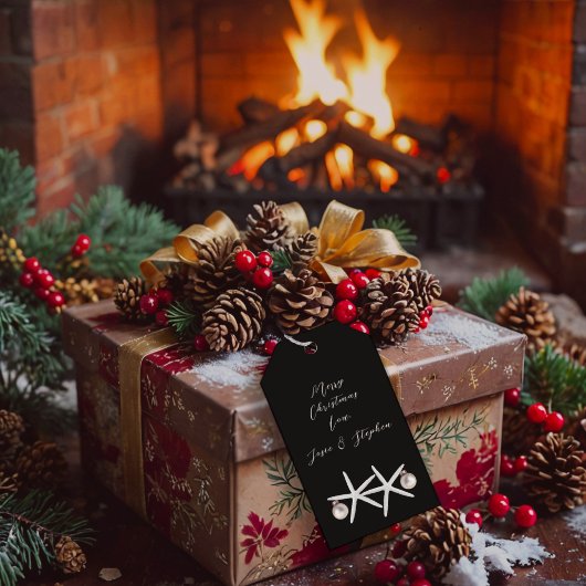 Starfish Neutral Black Christmas Stropdas op cadea Cadeaulabel