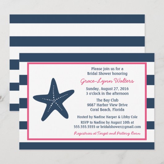 Starfish Nochtans Nobelprijsvraag, marine en roze Kaart (Voorkant / Achterkant)