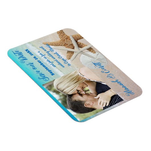Starfish Ocean Beach Photo Magnetic Save the Date Magneet (Rechterzijde)